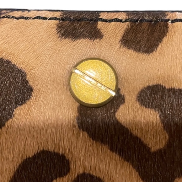 J.Crew Leopard Print Medium Clutch – Faux Calf Hair & Black Leather Trim - Picture 5 of 16